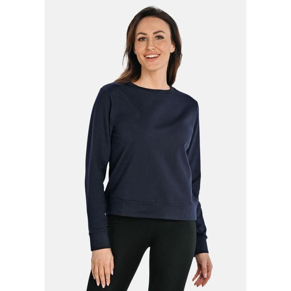 Bawełniana bluza damska z okrągłym dekoltem Teyli Ellis. Niebieskie bluzy damskie Teyli, m, bez wzorów, z bawełny, casualowe, bez ramiączek, bez kaptura. Za 229.99 zł.