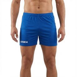 Szorty do biegania z elastycznym pasem jasnoniebieskie. Niebieskie szorty damskie Legea, bez wzorów. Za 80.00 zł.
