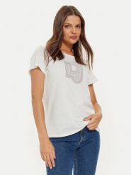 Liu Jo T-Shirt TF4209 J6040 Biały Regular Fit. Białe t-shirty damskie Liu Jo, s, bez wzorów, z bawełny, bez kołnierzyka, bez ramiączek. Za 189.99 zł.