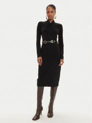 Joseph Ribkoff Sukienka codzienna 244125 Czarny Slim Fit. Czarne sukienki damskie Joseph Ribkoff, na co dzień, bez wzorów, z syntetyku, bez kołnierzyka, bez ramiączek, proste. W wyprzedaży za 589.99 zł.
