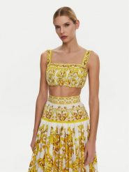 Dolce&Gabbana Top F755PT HH5EA Żółty Regular Fit. Żółte topy damskie Dolce&Gabbana, bez wzorów, z bawełny, bez kołnierzyka, bez ramiączek. Za 2,399.00 zł.