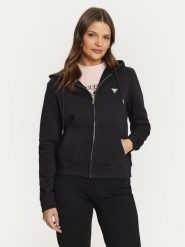 Guess Jeans Bluza GJ ZIP HOOD REG MINI W4YQ03 KC811 Czarny Regular Fit. Czarne bluzy damskie Guess Jeans, m, z aplikacjami, z bawełny, bez ramiączek, bez kaptura. Za 269.99 zł.