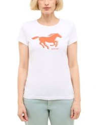 Damski T-Shirt Mustang Style Loa General White 1016508 2045. Białe t-shirty damskie Mustang, m, bez wzorów, bez kołnierzyka, bez ramiączek. Za 79.99 zł.