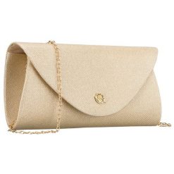 Złota, brokatowa kopertówka damska wykonana z tkaniny syntetycznej Rovicky R-XS029-2. Żółte torebki wizytowe damskie ROVICKY, bez wzorów, z syntetyku, bez dodatków. Za 45.00 zł.