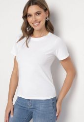 Biały Klasyczny T-shirt z Bawełny Lorali. Białe t-shirty damskie Born2be, s, bez wzorów, z bawełny, klasyczne, bez kołnierzyka, bez ramiączek. Za 29.99 zł.