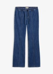 Dżinsy bootcut ze średnim stanem, wygodny pas. Niebieskie jeansy damskie bonprix, bez wzorów, z jeansu. Za 149.99 zł.