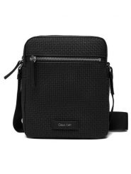 Calvin Klein Saszetka Embossed Woven Reporter LV04D3208G Czarny. Czarne torby na ramię męskie Calvin Klein, ze skóry. Za 369.99 zł.