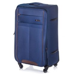 Walizka miękka duża XL Solier STL1311 granatowo-brązowa. Brązowe walizki męskie Solier, bez wzorów, z materiału, duże. Za 259.99 zł.