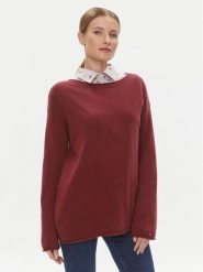 Tommy Hilfiger Sweter WW0WW39890 Czerwony Relaxed Fit. Czerwone swetry nierozpinane damskie Tommy Hilfiger, xs, bez wzorów, z wełny, bez kołnierzyka, bez ramiączek. Za 519.99 zł.