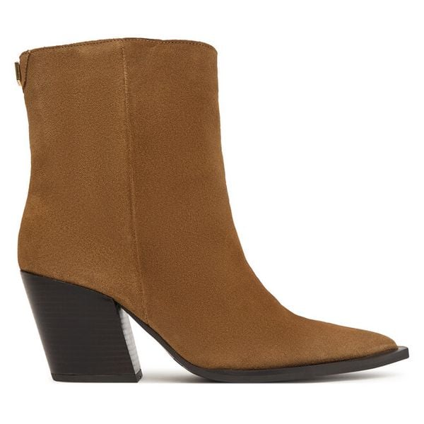 Botki Steve Madden. Brązowe botki damskie Steve Madden, bez wzorów, bez obcasa, na słupku, bez zapięcia. Za 859.99 zł.