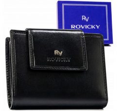 Portfel skórzany Rovicky RV-70613-9-BCA czarny. Czarne portfele damskie ROVICKY, ze skóry. Za 74.00 zł.