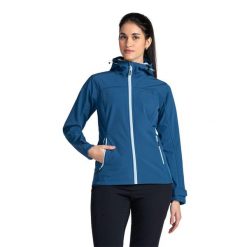 Damska kurtka softshell Kilpi RAVIA-W. Niebieskie kurtki sportowe damskie Kilpi, s, bez wzorów, z softshellu, bez ramiączek, bez kaptura, trekkingowe. W wyprzedaży za 197.50 zł.