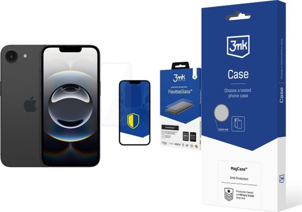 Smartfon Apple iPhone 16e 5G 8/256GB Czarny (MD1T4) + FlexibleGlass + Etui MagCase. Czarne smartfony Apple. Za 3,299.00 zł.