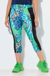 Damskie Legginsy capri wzór zwierzęcy elastyczny pas z recyklingu. Zielone legginsy damskie Ulla Popken, bez wzorów, z elastanu. Za 239.99 zł.