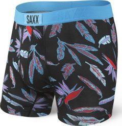 SAXX Bokserki męskie Ultra Boxer Brief Fly Black Birds Of Paradise r. S. Czarne bokserki męskie Saxx, bez wzorów. Za 110.49 zł.