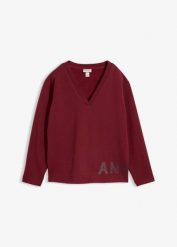 Bluza z elastycznej mieszanki bawełny. Czerwone bluzy damskie bonprix, bez wzorów, z bawełny, bez ramiączek, bez kaptura. Za 154.99 zł.