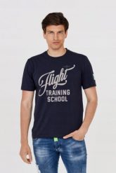 AERONAUTICA MILITARE Granatowy t-shirt męski. Niebieskie t-shirty męskie Aeronautica Militare, m, bez wzorów, bez kołnierzyka, bez ramiączek. W wyprzedaży za 239.99 zł.