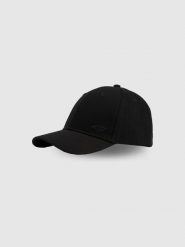 4F Czapka z daszkiem snapback uniseks - czarna XS/S (56cm). Czarne czapki damskie 4F, bez wzorów, z bawełny, klasyczne. Za 59.99 zł.