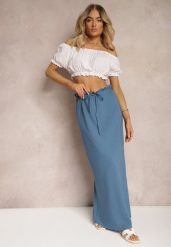 Niebieska Spódnica z Gumką w Talii Tiamantee. Niebieskie spódnice damskie Renee, na lato, l, bez wzorów, z materiału, maxi. Za 59.99 zł.