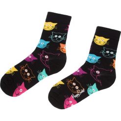 Skarpety Wysokie Unisex HAPPY SOCKS - MJA01-9001 Czarny. Czarne skarpetki damskie Happy Socks, bez wzorów, z bawełny. Za 39.90 zł.