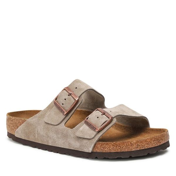 Klapki Birkenstock. Szare klapki męskie Birkenstock, bez wzorów, bez zapięcia. Za 539.99 zł.