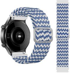 Pleciony pasek do zegarka / smartwatch 20mm, BLUE AND WHITE / NIEBIESKO-BIAŁY. Białe zegarki smartwatch Beline, bez wzorów. Za 20.47 zł.