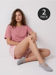 Skarpetki stopki antypoślizgowe z bawełną 2 pack - wielobarwny. Skarpetki damskie Sinsay, bez wzorów, z bawełny. Za 9.99 zł.