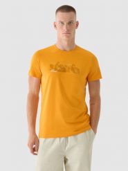 4F T-shirt regular z nadrukiem męski - pomarańczowy XXL. Brązowe t-shirty męskie 4F, m, bez wzorów, z bawełny, bez kołnierzyka, bez ramiączek. W wyprzedaży za 29.99 zł.