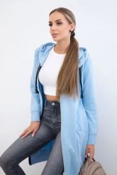 Bluza sukienkowa z kapturem błękitna. Niebieskie bluzy damskie KESI, l, bez wzorów, z bawełny, bez ramiączek, z kapturem. Za 234.40 zł.