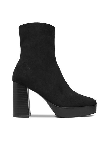 DeeZee Botki CEO-HY7160-1 Czarny. Czarne botki damskie DeeZee, bez wzorów, z materiału, bez obcasa, na słupku, bez zapięcia. Za 199.99 zł.
