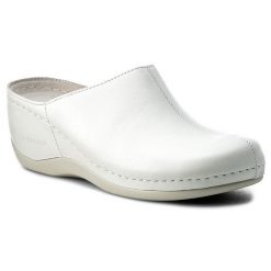 Klapki Berkemann. Białe klapki damskie Berkemann, bez wzorów, bez obcasa, bez zapięcia. Za 389.99 zł.