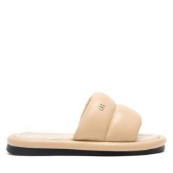 Klapki GINO ROSSI. Brązowe klapki damskie Gino Rossi, bez wzorów, bez obcasa, bez zapięcia. Za 369.99 zł.