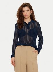 Tommy Hilfiger Sweter WW0WW44454 Granatowy Slim Fit. Niebieskie swetry nierozpinane damskie Tommy Hilfiger, l, bez wzorów, z wiskozy, bez kołnierzyka, bez ramiączek. Za 849.99 zł.