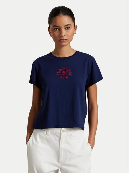 Polo Ralph Lauren T-Shirt 211965108001 Granatowy Regular Fit. Niebieskie t-shirty damskie Polo Ralph Lauren, m, bez wzorów, z bawełny, bez kołnierzyka, bez ramiączek. Za 359.99 zł.