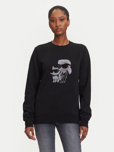 KARL LAGERFELD Bluza A3W20069 Czarny Regular Fit. Czarne bluzy damskie KARL LAGERFELD, s, bez wzorów, z bawełny, bez ramiączek, bez kaptura. Za 659.99 zł.