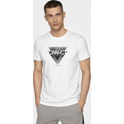 T-Shirt męski TSM203 - biały. Białe t-shirty męskie 4F, m, bez wzorów, bez kołnierzyka, bez ramiączek. Za 49.99 zł.