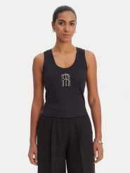 Fracomina Top FP26ST2003J42701 Czarny Slim Fit. Czarne topy damskie Fracomina, xl, bez wzorów, z syntetyku, bez kołnierzyka, bez ramiączek. Za 219.99 zł.