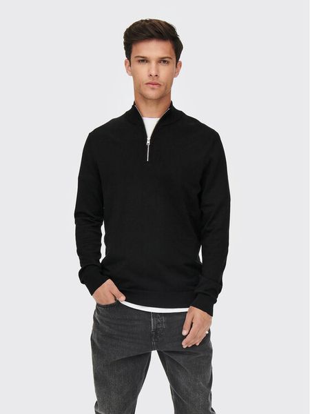 Only & Sons Sweter Wyler 22021264 Czarny Regular Fit. Czarne swetry męskie Only & Sons, m, bez wzorów, z wiskozy, bez kołnierzyka, bez ramiączek. Za 89.99 zł.