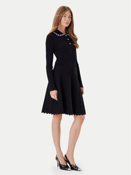 PINKO Sukienka dzianinowa Nisida 105422 A2PT Czarny Regular Fit. Czarne sukienki damskie Pinko, l, bez wzorów, z dzianiny, bez kołnierzyka, bez ramiączek. Za 1,149.00 zł.