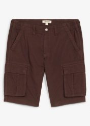 Lekkie bermudy jeansowe z elastyczną wstawką w talii, z kolorowego denimu, relaxed fit. Brązowe jeansy męskie bonprix, z denimu. Za 69.99 zł.