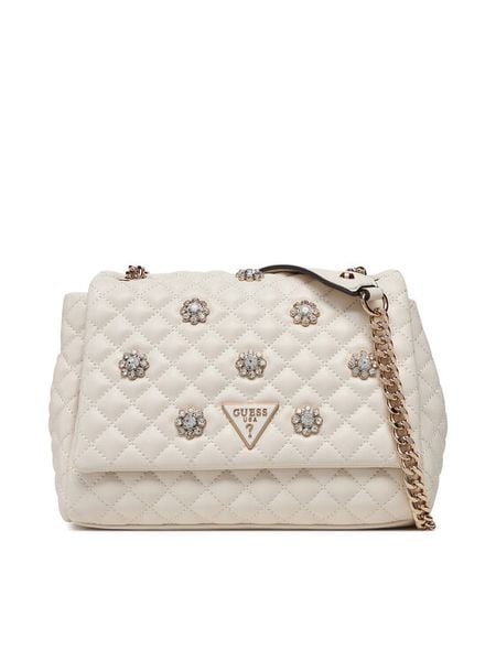 Guess Torebka Everlee HWEG86 79210 Écru. Torebki do ręki damskie Guess, z aplikacjami, ze skóry, bez dodatków. Za 339.99 zł.