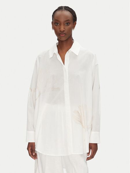 ACCESS FASHION Koszula 53-7053-124 Biały Loose Fit. Białe koszule damskie ACCESS FASHION, l, bez wzorów, z bawełny, bez kołnierzyka, bez ramiączek. Za 279.99 zł.