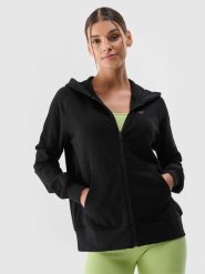 4F Bluza dresowa rozpinana z kapturem damska - czarna XXL. Czarne bluzy damskie 4F, xs, bez wzorów, z bawełny, sportowe, bez ramiączek, z kapturem. Za 159.99 zł.
