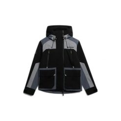 Kurtka przeciwdeszczowa z kapturem Superdry Colour Block. Czarne kurtki męskie Superdry, xl, bez wzorów, eleganckie, z kapturem. Za 519.65 zł.