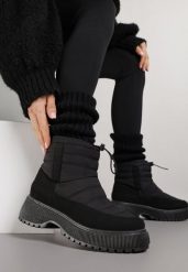 Czarne Śniegowce Ozdobione Pikowaną Cholewką Monalavea. Czarne śniegowce damskie Born2be, z jeansu, bez zapięcia. Za 139.99 zł.