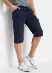 Długie bermudy dresowe bojówki z czystej bawełny, Regular Fit. Niebieskie spodnie sportowe męskie bonprix, l, bez wzorów, z bawełny. Za 79.99 zł.