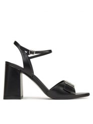 Calvin Klein Sandały Heel Sandal 85 W/Ck Hw - Lth HW0HW02485 Czarny. Czarne sandały damskie Calvin Klein, bez wzorów, ze skóry, bez obcasa, na słupku, bez zapięcia. Za 449.99 zł.