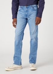 WRANGLER MĘSKIE SPODNIE JEANSOWE WRANGLER GREENSBORO COOL TWIST W15QYLZ70 112330710. Czarne jeansy męskie Wrangler, z bawełny, klasyczne. W wyprzedaży za 159.99 zł.