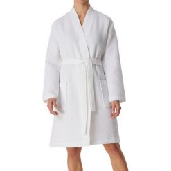 Szlafrok Waffel Piqué - Organic Cotton. Białe szlafroki damskie Schiesser, m, bez wzorów, z bawełny, bez ramiączek, bez kaptura. Za 286.00 zł.