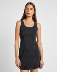 LEE DAMSKA SUKIENKA JEANSOWA FOREVERFIT DRESS BLACK AVEY 112355124 LI66017916. Czarne sukienki damskie Lee, xs, bez wzorów, z jeansu, bez kołnierzyka, bez ramiączek. Za 189.99 zł.